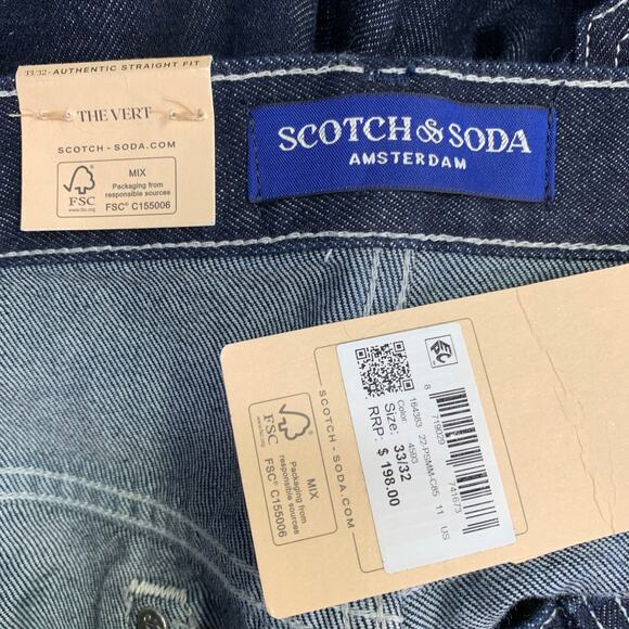 SCOTCH AND SODA 33 The Vert Blue Indigo Contrast Stitch Organic Cotton Jeans - Picture 6 of 10